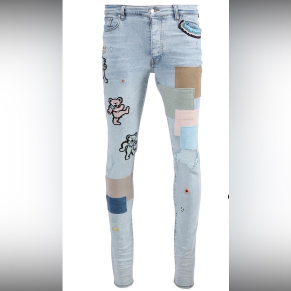 AMIRI Denim - Amiri Grateful Dead Dancing Bears Light Wash Distressed Jeans Size 29